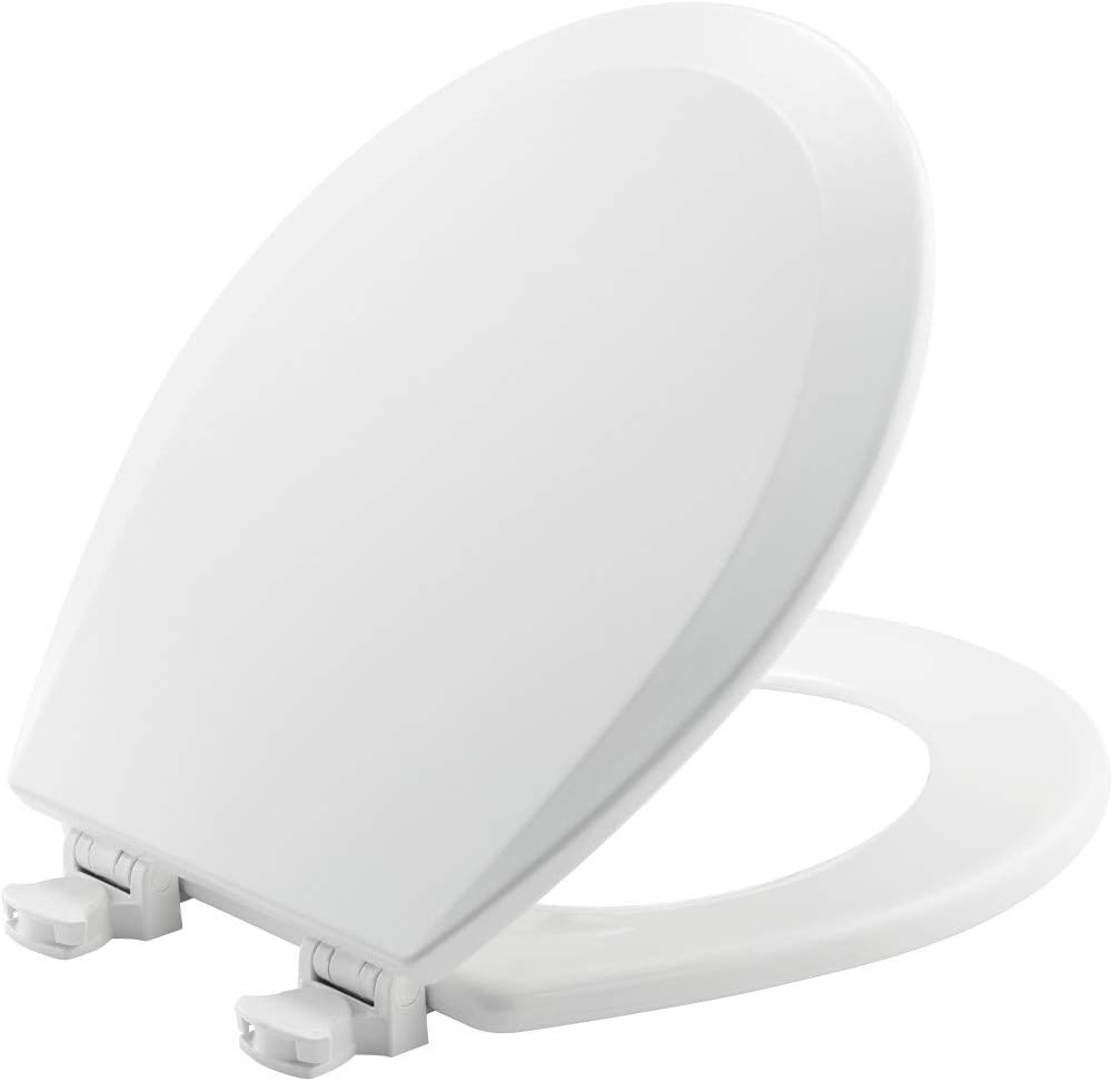 Bemis 1500EC 390 Lift-Off Wood Elongated Toilet Seat, Cotton White (Pack of 1) | Durable enameled wood resists chipping & scratching, fits all standard elongated toilets, Made in USA, 1500EC 390