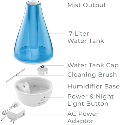 Pure Enrichment MistAire Ultrasonic Cool Mist Humidifier - Quiet Air Humidifier for Bedroom, Nursery, Office, & Indoor Plants - Lasts Up To 25 Hours