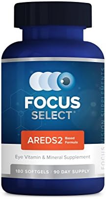Focus Select AREDS2-Based Eye Vitamin Supplement with Low-Zinc, 180 Count | Lutein and zeaxanthin vision supplement for macular support, doctor-developed, safe for smokers, made in USA, 90-day supply
