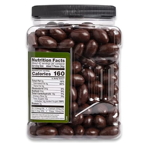 Wellsley Farms Dark Chocolate Covered Almonds – 2lbs 13oz | Whole Roasted Almonds with Real Creamy Dark Chocolate | Kosher, Gluten-Free Snack
