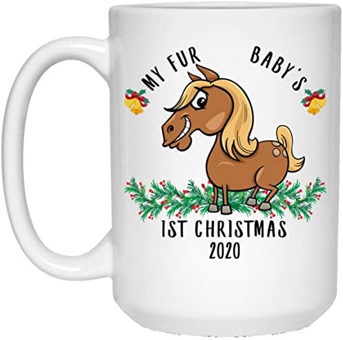 Personalized Date Custom Year Horse Pony My Fur Babby 1st Christmas 2026 Gifts New Years 2027 Decorations Coffee Mug Ceramic White 15 oz
