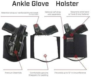 Galco Ankle Glove Leather Holster - Right Hand, SIG Sauer 365XL, with or w/o Red Dot, Plain, AG870RB | w/o Red Dot, Plain, AG870RB