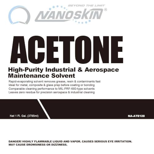 Nanoskin Acetone 1 Gallon – Industrial & Aerospace Grade Solvent Cleaner, Fast-Evaporating Degreaser for Metal, Glass & Composite Surface Prep