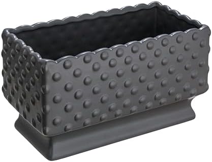 Creative Co-Op White Hobnail Rectangle Ceramic Planter
