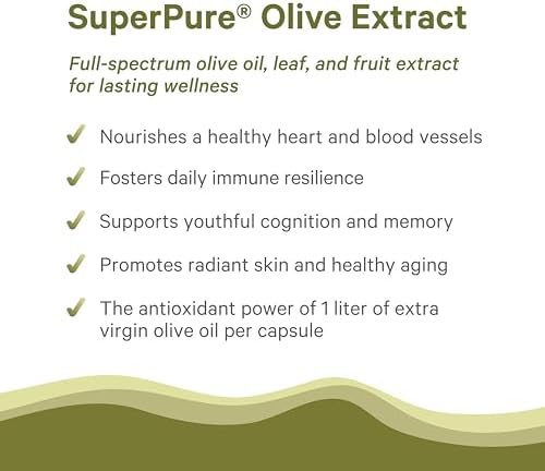 PURE SYNERGY SuperPure Olive Extract | Organic Olive Leaf, Oil, and Fruit Supplement with Polyphenols | for Heart, Brain