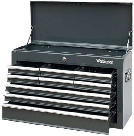 Workington Portable Metal Tool Chest with 9 Drawers, 24" 9-Drawer Tool Chest Cabinet with Ball Bearing Drawer Slides