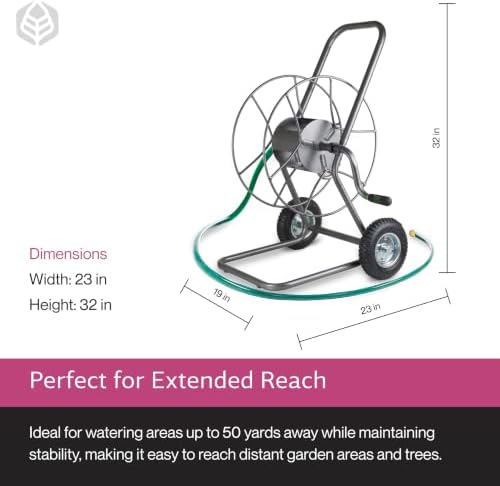 Yard Butler Hose Cart, Metal Hose Caddy, 2 Wheels, 200 Feet | Wheeled Metal Hose Cart Caddy, Suitable for Gardens, Lawns, Fields, and Outdoors, Durable Construction