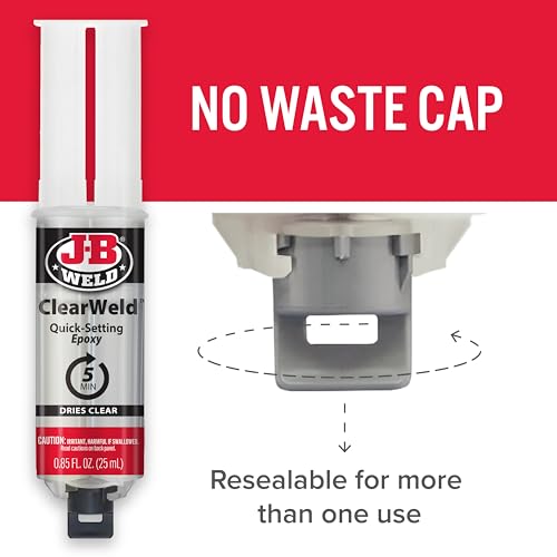 J-B Weld 50112 ClearWeld 5 Minute Set Epoxy Syringe - Clear - 25 ml, 25ml