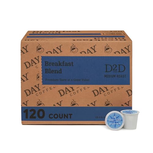 Day To Day Coffee Pods, Breakfast Blend Medium Roast, 120 Count K-Cup | Compatible with Keurig K-Cup brewers. Bulk single serve pods for everyday morning coffee at home, office or breakroom
