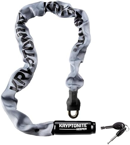 Kryptonite Keeper 785 Bike Chain Lock, 2.8 ft Heavy Duty Anti-Theft Lock | 7mm Manganese Steel Links, 85cm Length, Disc-Style Cylinder, Nylon Sleeve for Motorcycle, Scooter, Gate, Fence