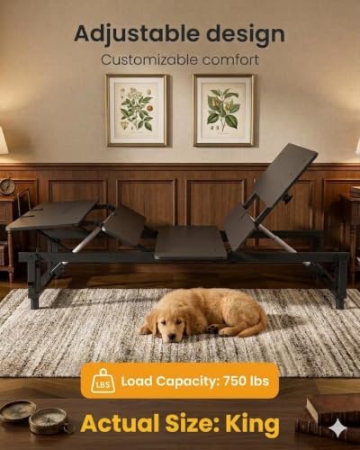 Mixcous King Adjustable Bed Frame with Zero Gravity Heavy Duty 750 lbs | Zero Gravity Anti-Snore Mode, Head & Foot Incline, Wireless Remote Control, Easy Assembly, Heavy Duty Frame