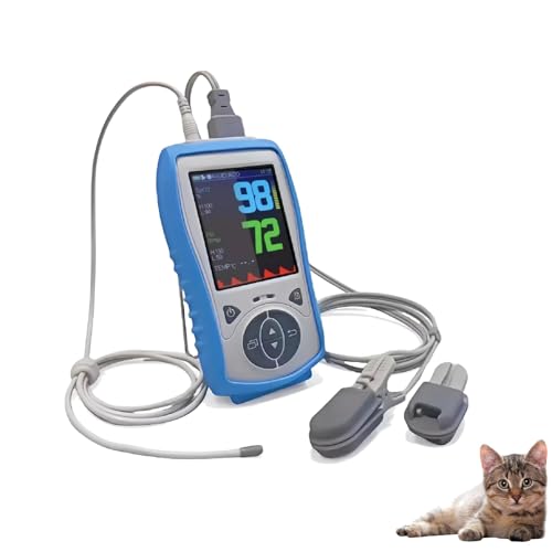 Plus Oximeter Veterinary Handheld Pulse Oximeter for SPO2, Heart Rate, Rectal Temperture, Include Rechargeable Battery (30-Day Guarantee)
