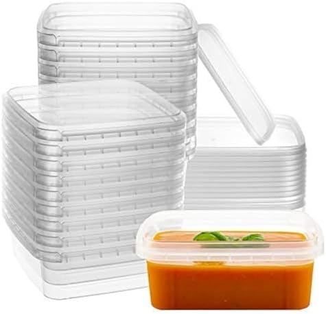 NYHI 32 oz 20 Pack Square Clear Deli Containers with Lids Disposable BPA Free Square Plastic Food Storage Containers with Lids Airtight for Meal