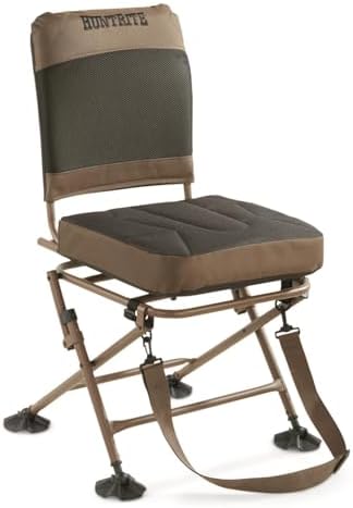 Guide Gear Huntrite 360 Swivel Hunting Blind Chair, 300 Pound Capacity, Folding, Lightweight, Portable, Padded Cushion Hunting Seat
