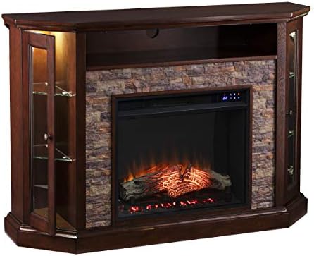 SEI Furniture - Redden Corner-Convertible Electric Fireplace with Touch Screen - Espresso - Transitional Design