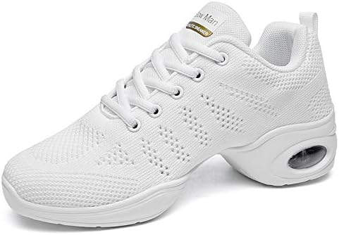 Slow Man Women's Jazz Shoes Lace-up Sneakers - Breathable Air Cushion Lady Split Sole Athletic Walking Dance Shoes Platform