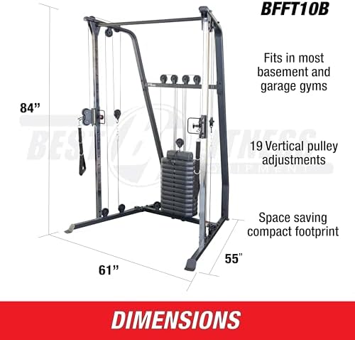 Body-Solid Best Fitness Functional Trainer Cable Machine, Full Body Workout Weight Stacks, Chest and Shoulder Exercise Home Gym LAT Pulldown Machines with 190lb Weights Stack