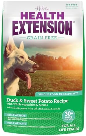 Health Extension Grain Free Venison & Sweet Potato Dry Dog Food - 30+ Superfoods and Probiotics for All Life Stages (10 lb)