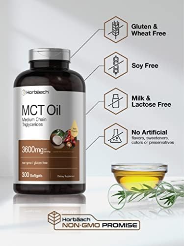 Horbäach MCT Oil Supplement | 3600mg | 300 Softgels