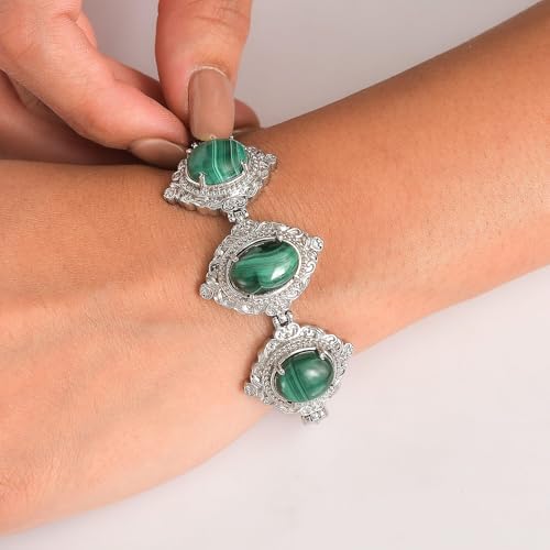 Malachite 29.35 ctw Bracelet in Stainless Steel 7.00 In