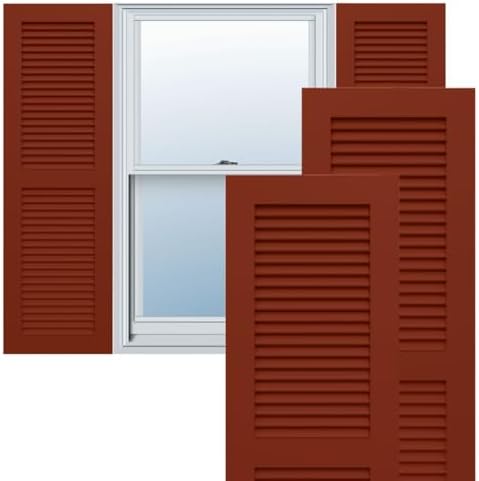 18"W x 60"H True Fit PVC Two Equal Louver Shutters, Unfinished (Per Pair - Hardware Not Included)