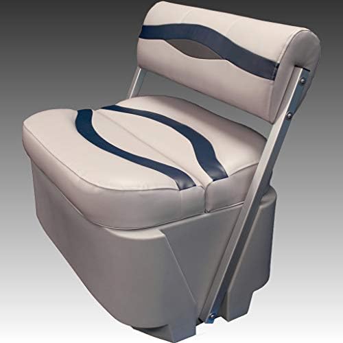 DeckMate® Complete Premium Pontoon Flip Flop Seat and Base (Gray/Blue/Charcoal)