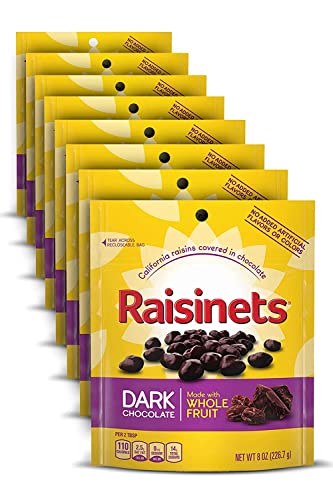 Raisinets, Milk Chocolate Covered California Raisins, 8.0 oz Resealable Bag, Bulk 8 pack