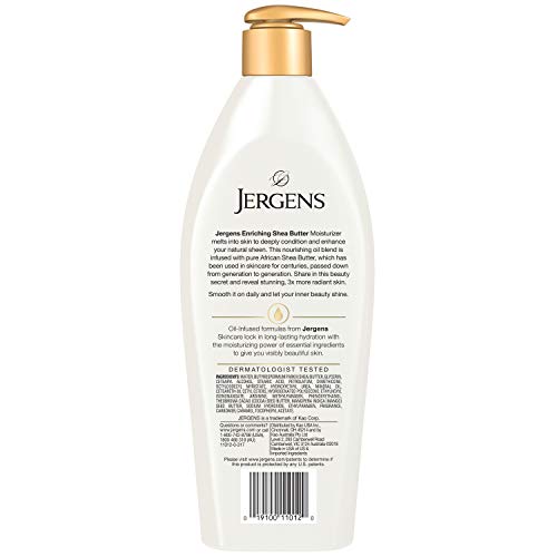 Jergens Shea Butter Body Lotion, Deep Moisturizer for Dry Skin, 16.8 fl oz | Enriching Hand and Body Lotion, Vitamin E, Extremely Dry Skin Relief, 2.5X More Radiant Skin, Deep Conditioning