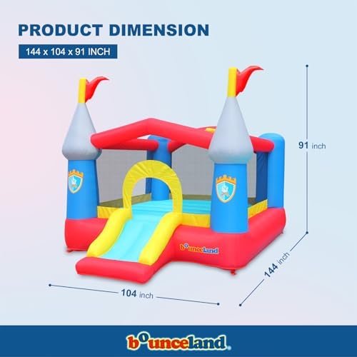 Bounceland Bounce House Castle with Basketball Hoop Inflatable Bouncer, Fun Slide, Safe Entrance Opening, UL Certified Strong Blower Included