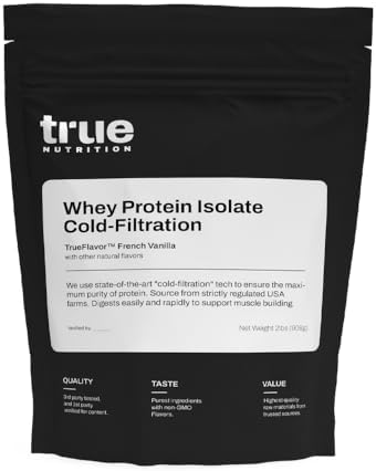 True Nutrition Whey Protein Isolate, Unflavored, 1lb | Cold-Filtered, 30g Protein per Serving, Unsweetened, No Additives, Keto, Gluten Free, Lactose Free, Non-GMO