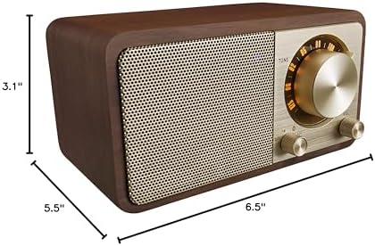 Sangean WR-7GW Wood Cabinet Mini Bluetooth Speaker with FM Tuner and Aux-in Special Edition Color Gold/Walnut
