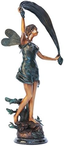 Design Toscano KY71004 Fiona The Flower Fairy Garden Statue, 17 Inch, Antique Stone