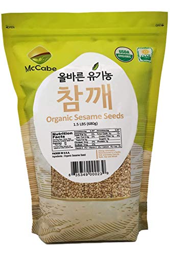 McCabe Organic Natural Sesame Seed - Organic Raw Sesame Seeds 1.5lbs | Rich with Fiber & Minerals | USDA and CCOF Certified | Packed in USA