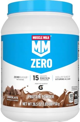 Muscle Milk ZERO, 100 Calorie Protein Powder, Chocolate, 15g Protein, 1.65 Pound, 25 Servings