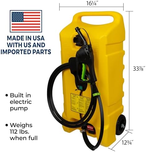 Scepter Duramax Flo ’N Go 14 Gallon Gas Caddy, 53 Liter Fuel Tank, Red | Updated Version, Portable Fuel Transfer Pump with 10-Foot Hose for Lawn Mower, Farm, Marine, Commercial, and Home Use