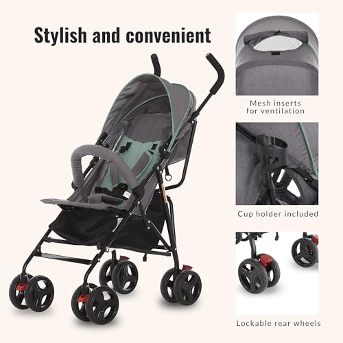 Dream On Me Vista Moonwalk Baby Stroller in Light Gray, Lightweight Infant Stroller with Compact Fold
