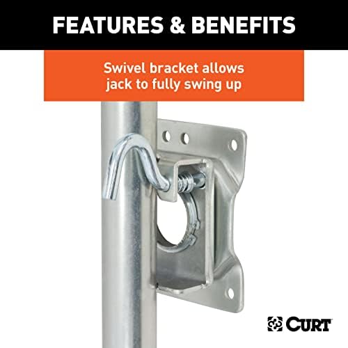 CURT 28155 Marine Boat Trailer Jack with 6-Inch Wheels, 1,500 lbs., 10-3/8 Inches Vertical Travel