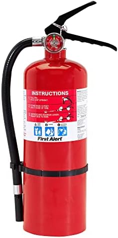 First Alert PRO5 Rechargeable Heavy Duty Plus Fire Extinguisher UL Rated 3-A:40-B:C, Red, 10 lbs | PRO5 Rechargable UL RATED 3-A:40-B:C, Red, 1-Pack