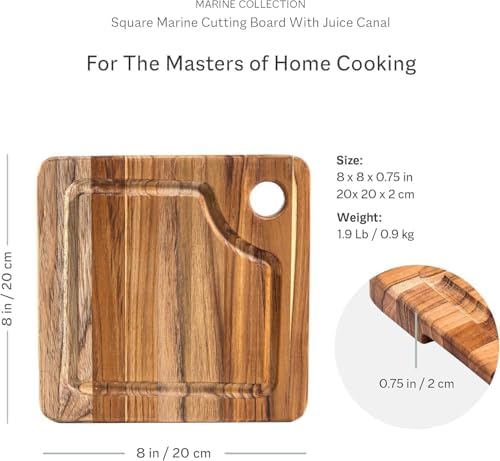 Teakhaus Teak Cutting Board - Rectangle Edge Grain Board With Corner Hole And Juice Canal (16 x 12 x .5 in.)