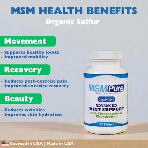 KALA HEALTH MSMPure Advanced Joint Support Tablets – Glucosamine, Chondroitin, OptiMSM, Ester-C & Manganese for Joint Health, Flexibility & Mobility – Vegetarian-Sourced Glucosamine, 360 Count