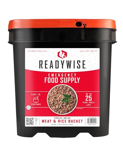 ReadyWise Emergency Food Supply - 132 Servings, Survival Bucket, Dehydrated & Freeze Dried Protein Meals, Camping Essentials, Ready to Eat Disaster Prepping Supplies,up to 25 Year Shelf Life