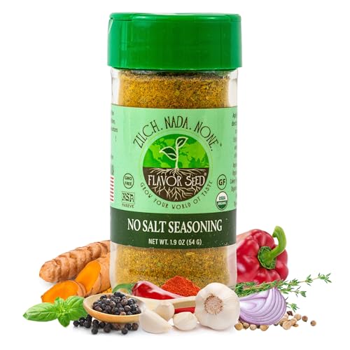 Organic No Salt Seasoning - Zilch Nada None by Flavor Seed, Salt Substitute for Cooking with Herbs & Spices, All Purpose Seasoning for Meat