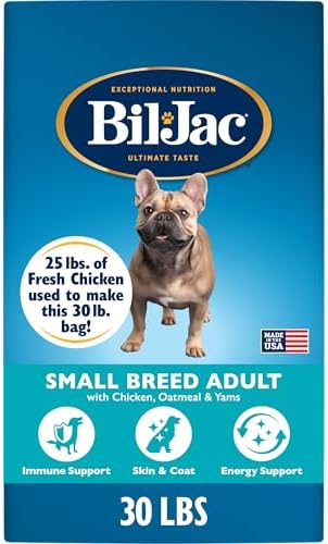 Bil-Jac Small Breed Adult Dry Dog Food with Chicken & Probiotics | 6 lb | Fresh Chicken Is #1 Ingredient with Easy-to-Chew Bites, Probiotics & Omega Fatty Acids for Energy, Digestion & Skin Health
