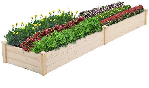 Crownland Outdoor Gardens 8 ft Raised Garden Bed Wooden Patio Raised Beds Backyard Elevated Planter Box Grow Vegetables Fruits Herb Yard Fast Easy