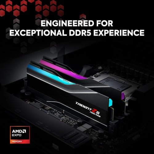 G.SKILL Trident Z5 Neo RGB Series DDR5 RAM (AMD EXPO) 32GB (2x16GB) 6000MT/s CL30-38-38-96 1.35V Desktop Computer Memory U-DIMM - Matte Black