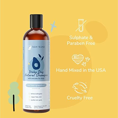 kin+kind Dry Skin + Coat Natural Dog Shampoo - for Dry Skin & Coat - Argan Oil Moisturizing Clean - Cedarwood Fragrance - 12 fl oz