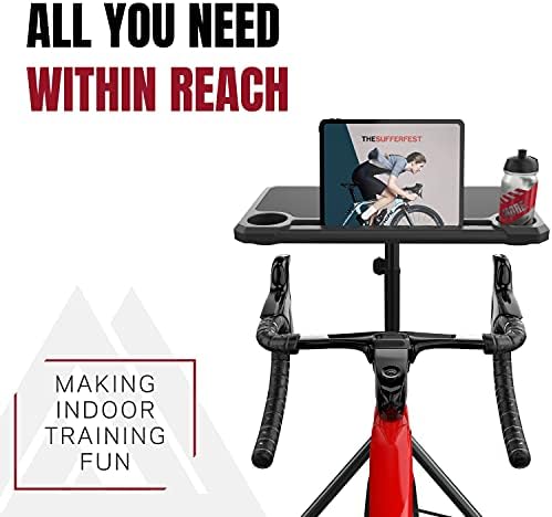 KOM Cycling Media Display - Indoor Cycling Desk for Bicycle Trainer - Bike Desk Creates Rad Indoor Cycling Pain Cave - Perfect for Displaying Zwift