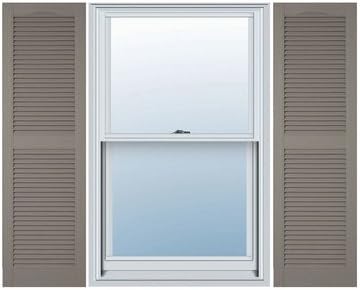 Ekena Millwork Lifetime Vinyl LL1S12X03600BL Standard Cathedral Top Center Mullion, Open Louver Vinyl Shutters, w/Installation Shutter-Lok's & Matching Screws (Per Pair), 12"W x 36"H, Black
