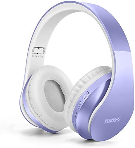 TUINYO Wireless Headphones Over Ear, Bluetooth Headphones with Microphone, Foldable Stereo Wireless Headsetfor Travel Work TV PC Cellphone-Purple