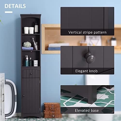 HOMCOM Bathroom Storage Cabinet Free Standing Bathroom Storage Unit White | Tall Linen Tower, 3-Tier Shelves, Drawer